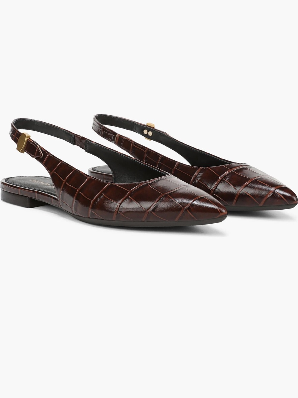Veronica Beard Chocolate Croc-Embossed Pointed Slingback Flats 8 New $375 - Picture 8 of 12